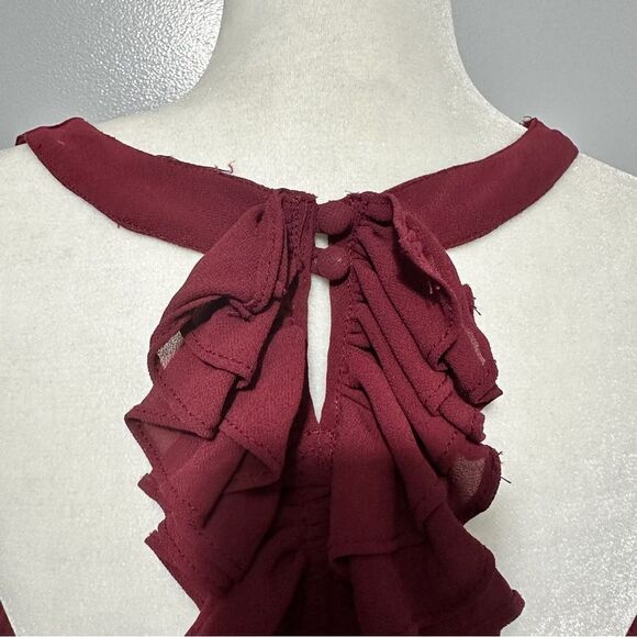 Naked Zebra garnet top with back ruffle size S - Picture 4 of 5